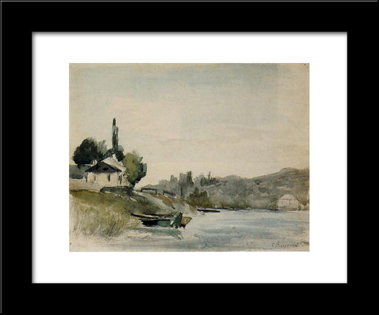The Banks Of The Marne At Cennevieres 20x24 Black Modern Wood Framed Art Print Poster by Pissarro, Camille