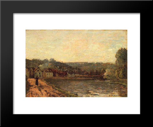 The Banks Of The Seine At Bougival 20x24 Black Modern Wood Framed Art Print Poster by Pissarro, Camille