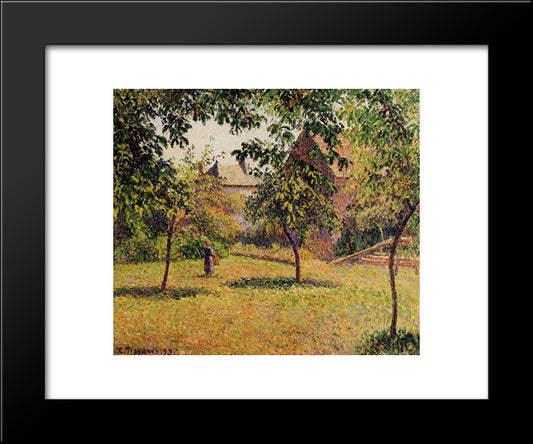 The Barn, Morning, Eragny 20x24 Black Modern Wood Framed Art Print Poster by Pissarro, Camille