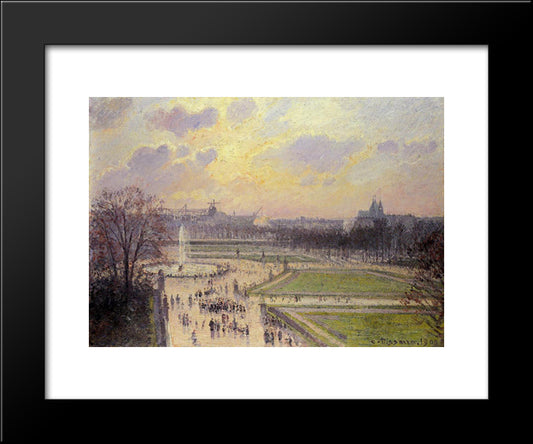 The Bassin Des Tuileries, Afternoon 20x24 Black Modern Wood Framed Art Print Poster by Pissarro, Camille