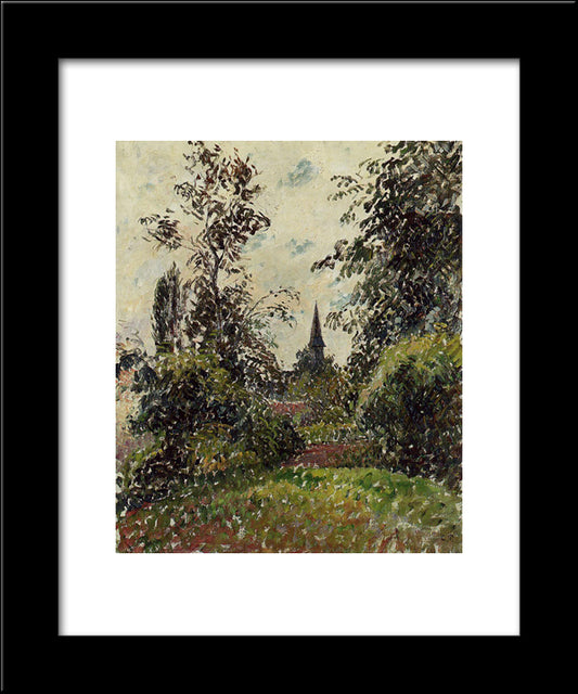 The Bazincourt Steeple (Study) 20x24 Black Modern Wood Framed Art Print Poster by Pissarro, Camille