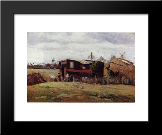 The Bohemian'S Wagon 20x24 Black Modern Wood Framed Art Print Poster by Pissarro, Camille