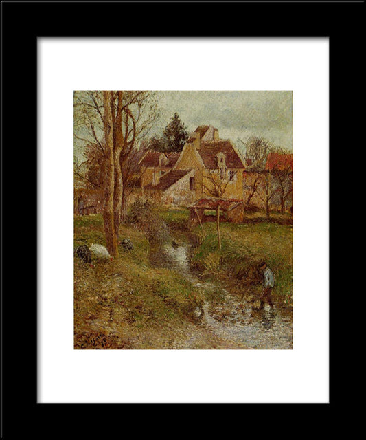 The Brook At Osny 20x24 Black Modern Wood Framed Art Print Poster by Pissarro, Camille