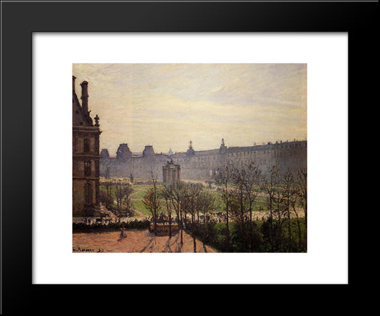The Carrousel, Autumn, Morning 20x24 Black Modern Wood Framed Art Print Poster by Pissarro, Camille