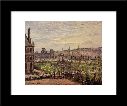 The Carrousel, Grey Weather 20x24 Black Modern Wood Framed Art Print Poster by Pissarro, Camille