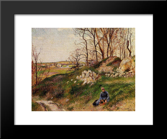 The Chou Quarries, Pontoise 20x24 Black Modern Wood Framed Art Print Poster by Pissarro, Camille