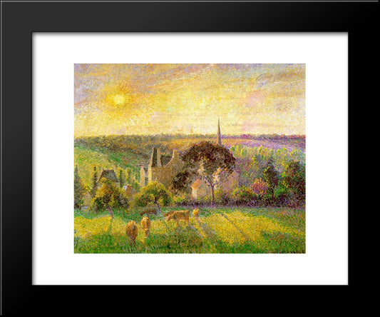The Church And Farm Of Eragny 20x24 Black Modern Wood Framed Art Print Poster by Pissarro, Camille