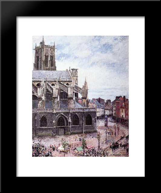 The Church Of Saint Jacues, Dieppe, Rainy Weather 20x24 Black Modern Wood Framed Art Print Poster by Pissarro, Camille