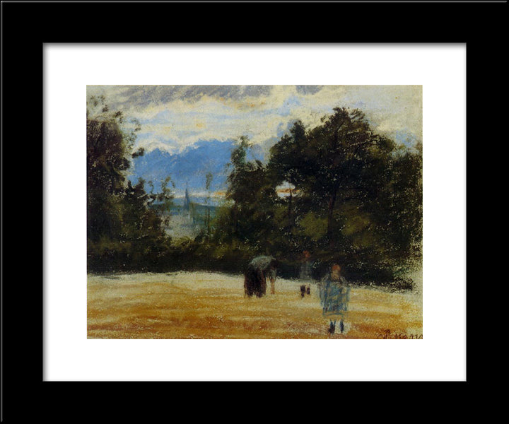 The Clearing 20x24 Black Modern Wood Framed Art Print Poster by Pissarro, Camille