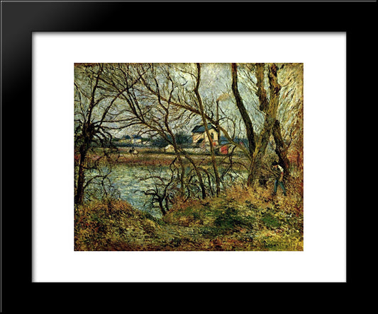 The Climbing Path, L'Hermitage 20x24 Black Modern Wood Framed Art Print Poster by Pissarro, Camille