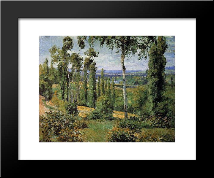 The Countryside In The Vicinity Of Conflans Saint Honorine 20x24 Black Modern Wood Framed Art Print Poster by Pissarro, Camille