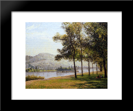 The Cours La Reine At Rouen Morning, Sunlight 20x24 Black Modern Wood Framed Art Print Poster by Pissarro, Camille