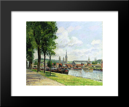 The Cours La Riene, The Notre Dame Cathedral, Rouen 20x24 Black Modern Wood Framed Art Print Poster by Pissarro, Camille