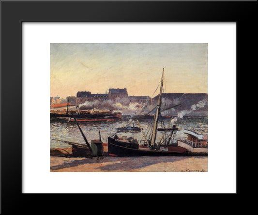 The Docks, Rouen, Afternoon 20x24 Black Modern Wood Framed Art Print Poster by Pissarro, Camille