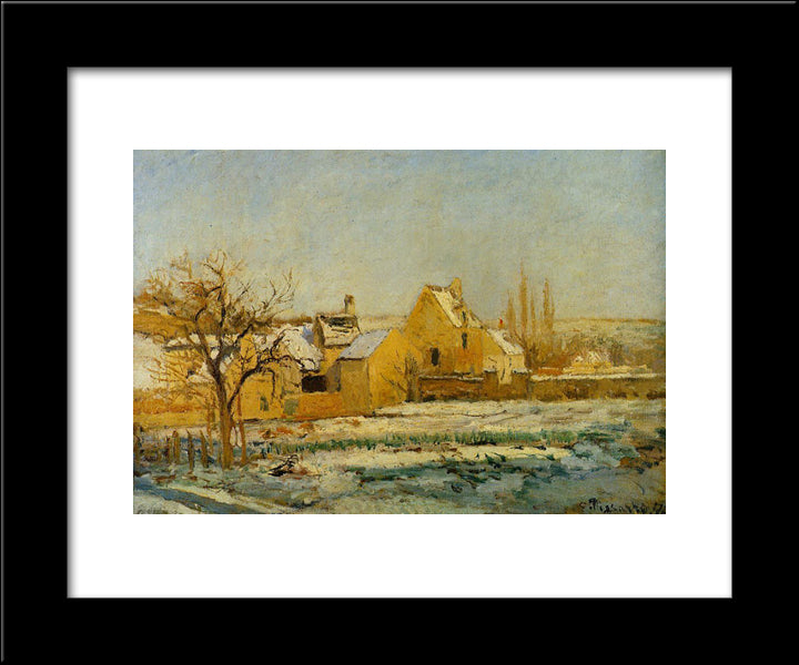 The Effect Of Snow At Hermitage 20x24 Black Modern Wood Framed Art Print Poster by Pissarro, Camille