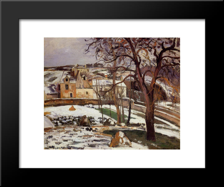 The Effect Of Snow At L'Hermitage, Pontoise 20x24 Black Modern Wood Framed Art Print Poster by Pissarro, Camille