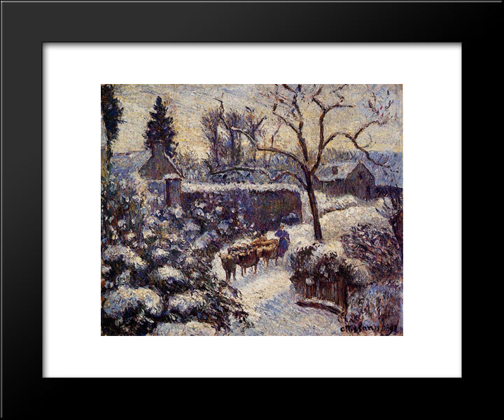The Effect Of Snow At Montfoucault 20x24 Black Modern Wood Framed Art Print Poster by Pissarro, Camille