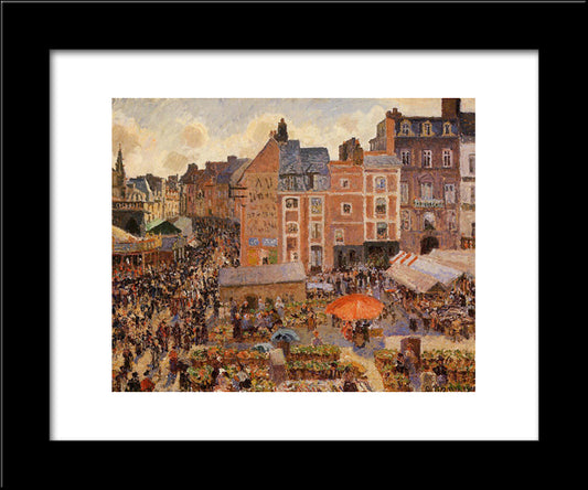 The Fair, Dieppe Sunny Afternoon 20x24 Black Modern Wood Framed Art Print Poster by Pissarro, Camille