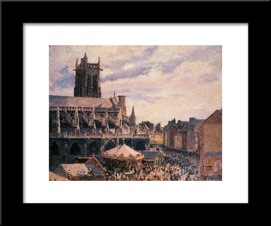 The Fair By The Church Of Saint Jacques, Dieppe 20x24 Black Modern Wood Framed Art Print Poster by Pissarro, Camille