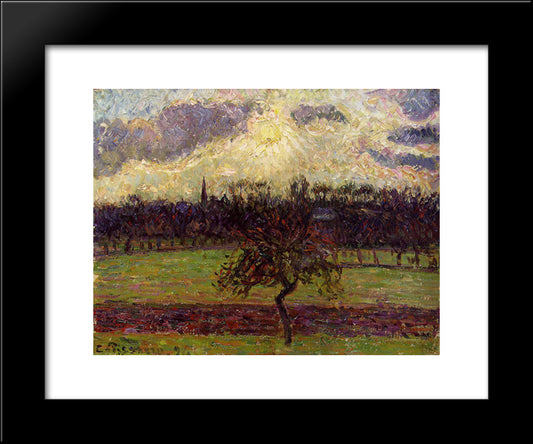 The Fields Of Eragny, The Apple Tree 20x24 Black Modern Wood Framed Art Print Poster by Pissarro, Camille