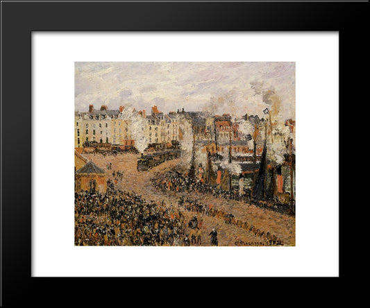 The Fishmarket, Dieppe 20x24 Black Modern Wood Framed Art Print Poster by Pissarro, Camille
