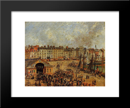 The Fishmarket, Dieppe 2 20x24 Black Modern Wood Framed Art Print Poster by Pissarro, Camille