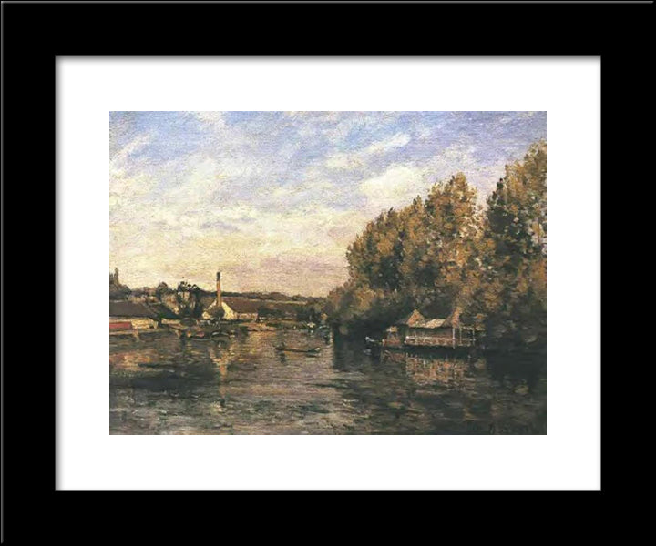 The Froggybog At Bougival 20x24 Black Modern Wood Framed Art Print Poster by Pissarro, Camille