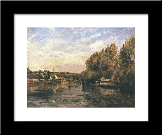 The Froggybog At Bougival 20x24 Black Modern Wood Framed Art Print Poster by Pissarro, Camille