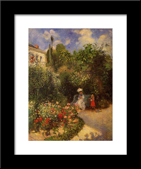 The Garden At Pontoise 20x24 Black Modern Wood Framed Art Print Poster by Pissarro, Camille