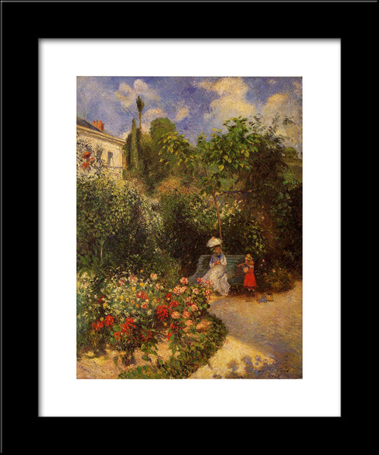 The Garden At Pontoise 20x24 Black Modern Wood Framed Art Print Poster by Pissarro, Camille