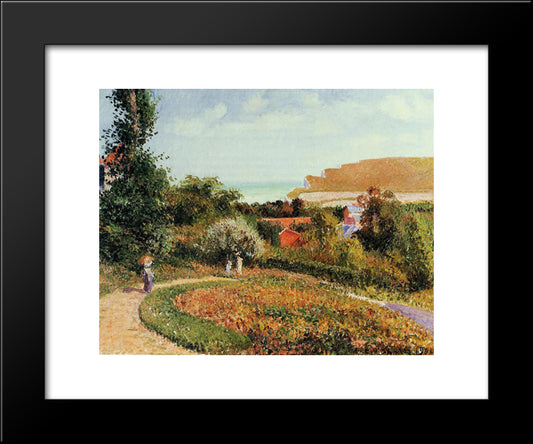 The Garden Of The Hotel Berneval 20x24 Black Modern Wood Framed Art Print Poster by Pissarro, Camille