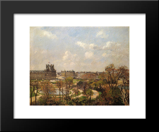 The Garden Of The Tuileries, Morning, Spring 20x24 Black Modern Wood Framed Art Print Poster by Pissarro, Camille