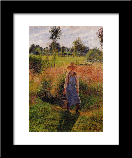 The Gardener, Afternoon Sun, Eragny 20x24 Black Modern Wood Framed Art Print Poster by Pissarro, Camille