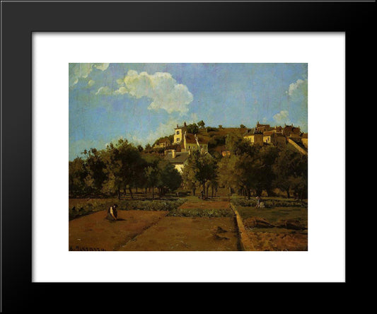The Gardens Of L'Hermitage, Pontoise 20x24 Black Modern Wood Framed Art Print Poster by Pissarro, Camille