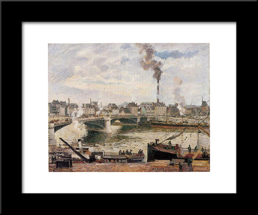 The Great Bridge, Rouen 20x24 Black Modern Wood Framed Art Print Poster by Pissarro, Camille