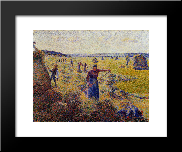 The Harvest Of Hay In Eragny 20x24 Black Modern Wood Framed Art Print Poster by Pissarro, Camille