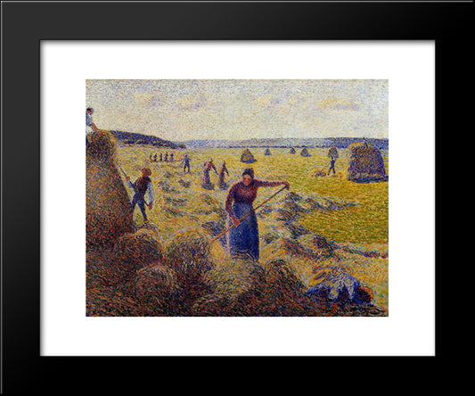 The Harvest Of Hay In Eragny 20x24 Black Modern Wood Framed Art Print Poster by Pissarro, Camille