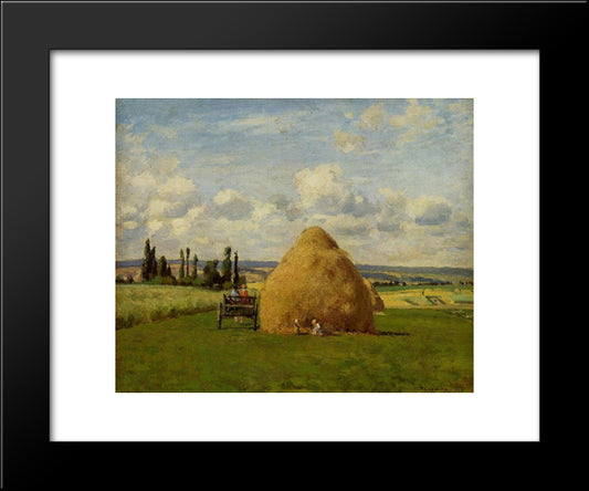 The Haystack, Pontoise 20x24 Black Modern Wood Framed Art Print Poster by Pissarro, Camille