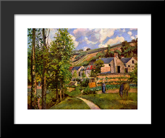 The Hermitage At Pontoise 20x24 Black Modern Wood Framed Art Print Poster by Pissarro, Camille