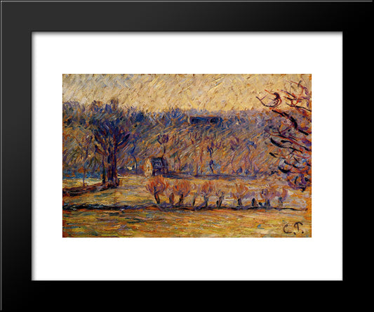 The Hill At Vaches, Bazincourt 20x24 Black Modern Wood Framed Art Print Poster by Pissarro, Camille