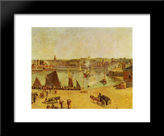 The Inner Harbor, Dieppe 20x24 Black Modern Wood Framed Art Print Poster by Pissarro, Camille