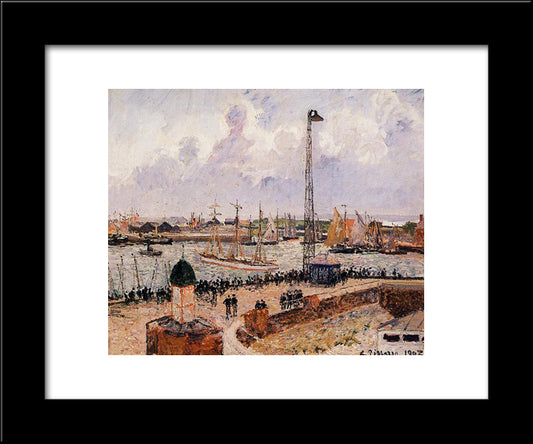 The Inner Harbor, Havre 20x24 Black Modern Wood Framed Art Print Poster by Pissarro, Camille