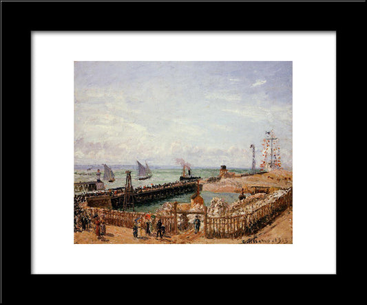 The Jetty, Le Havre, High Tide, Morning Sun 20x24 Black Modern Wood Framed Art Print Poster by Pissarro, Camille