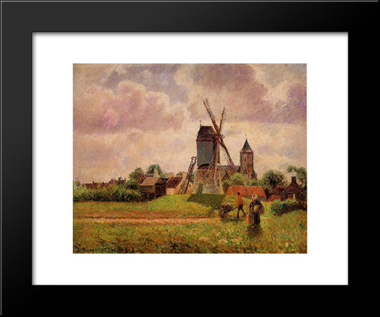 The Knocke Windmill, Belgium 20x24 Black Modern Wood Framed Art Print Poster by Pissarro, Camille