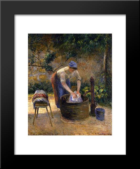 The Laundry Woman 20x24 Black Modern Wood Framed Art Print Poster by Pissarro, Camille