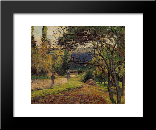 The Little Bridge, Pontoise 20x24 Black Modern Wood Framed Art Print Poster by Pissarro, Camille