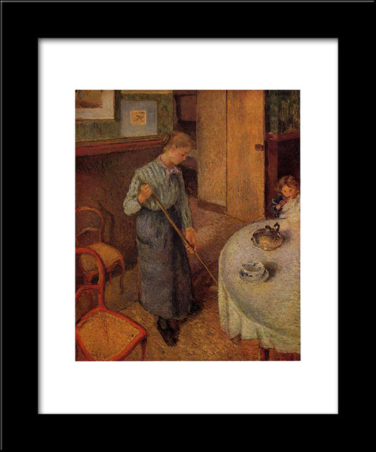The Little Country Maid 20x24 Black Modern Wood Framed Art Print Poster by Pissarro, Camille