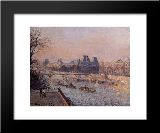The Louvre, Afternoon 20x24 Black Modern Wood Framed Art Print Poster by Pissarro, Camille