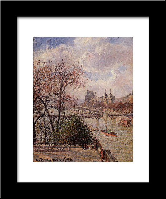 The Louvre, Gray Weather, Afternoon 20x24 Black Modern Wood Framed Art Print Poster by Pissarro, Camille