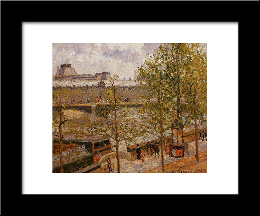 The Louvre, Morning, Sun, Quai Malaquais 20x24 Black Modern Wood Framed Art Print Poster by Pissarro, Camille